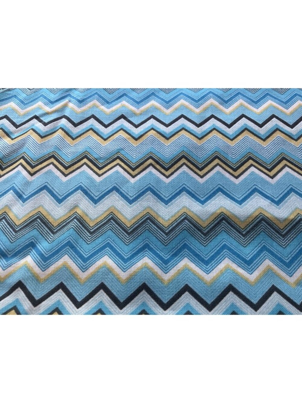 Textured Chevron Patterned Cotton Fabric 5 Yards x 44" Turquoise,Blue,Grey,White